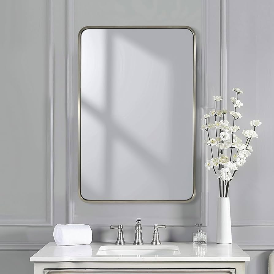 R☆H☆Y ② Amazon.com: ANDY STAR Brushed Nickel Bathroom Mirror, 24x36